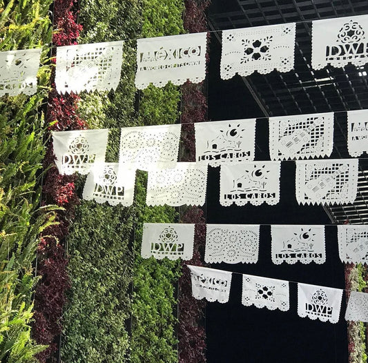 Your LOGO on Papel Picado (30 GARLANDS = 500 feet) 250' (standard), 250' custom logo and words