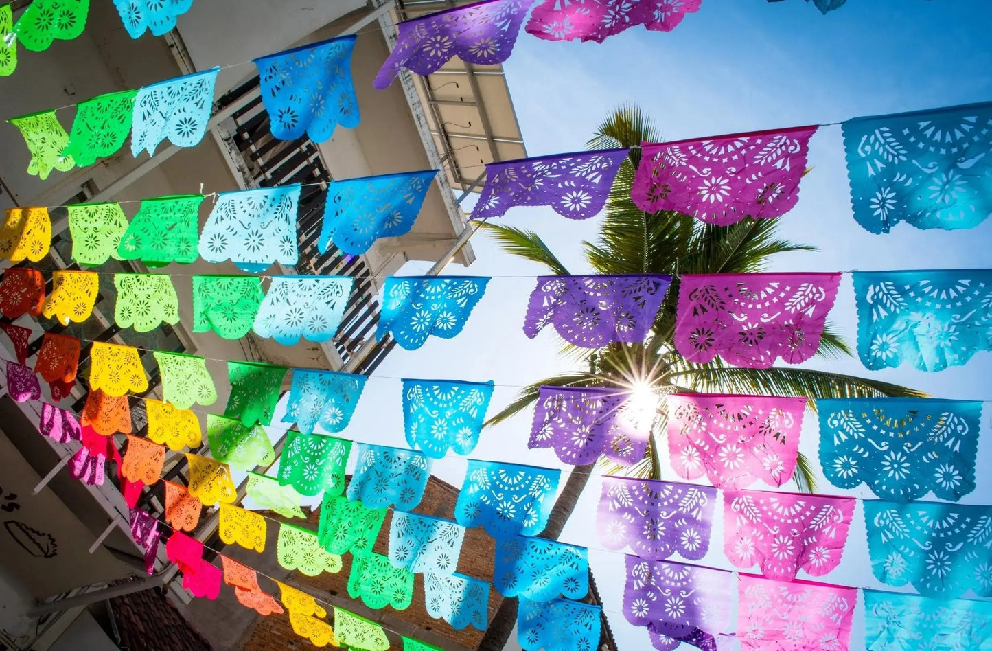 Floral-Papel Picado-White-PLASTIC Fiesta Fancies