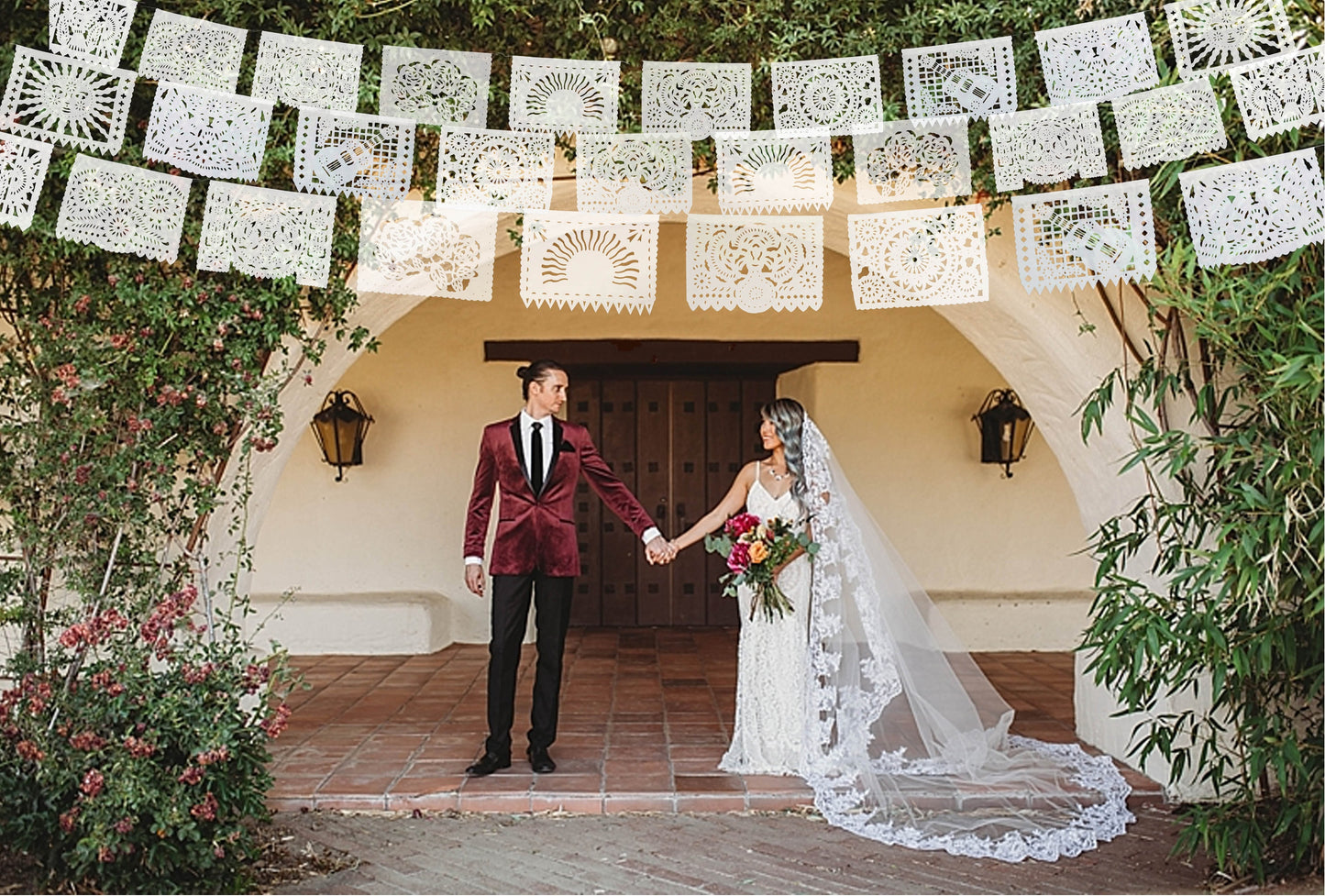 Wedding Decorations Mexican Papel Picado Banners Wedding garlands Fiesta Bridal Shower Rehearsal Dinner Anniversary decor 5 pack 100 ft