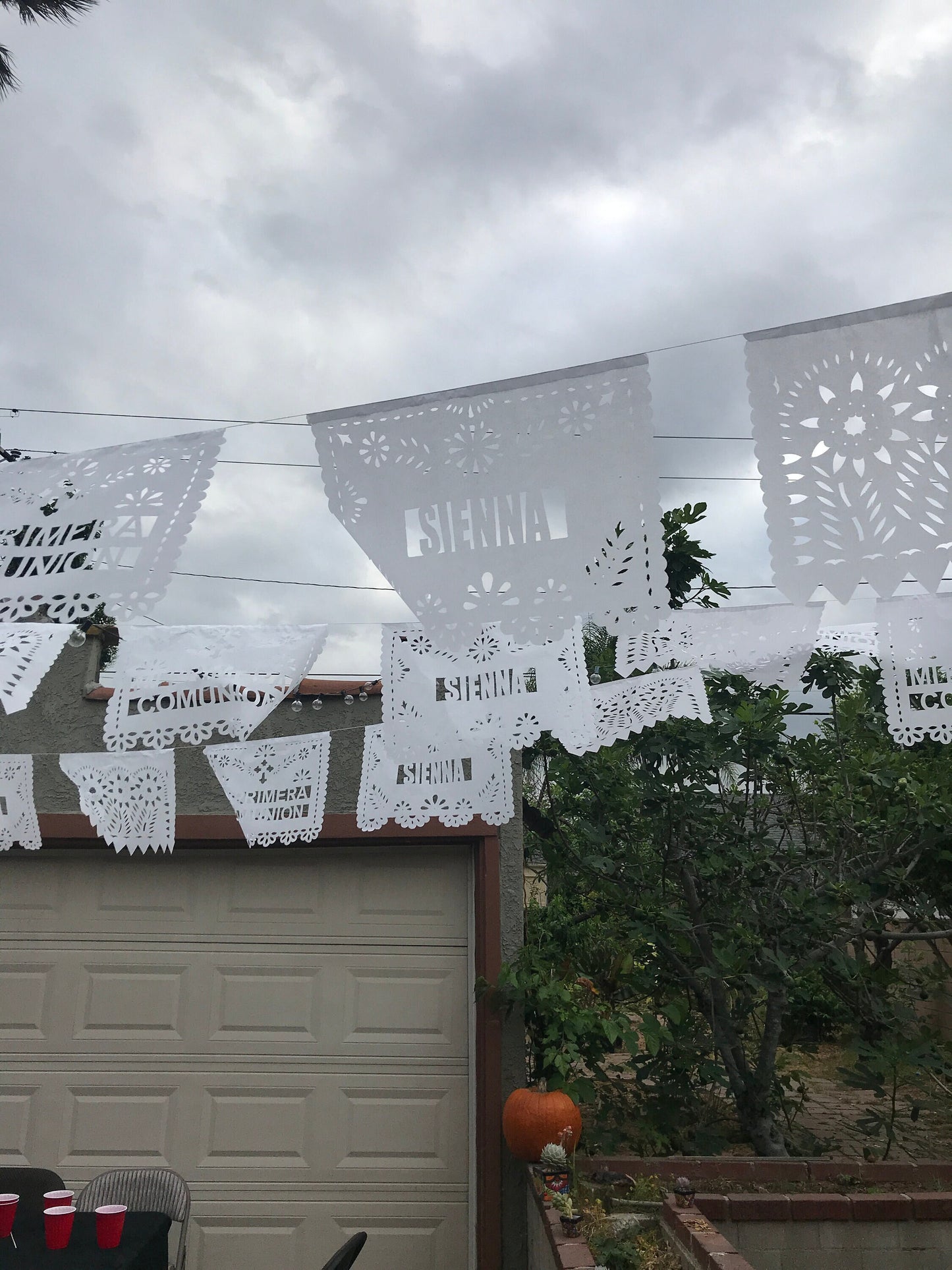 CUSTOM First Communion or Primera Comunin Papel Picado decoration, cross, garland, religious celebration