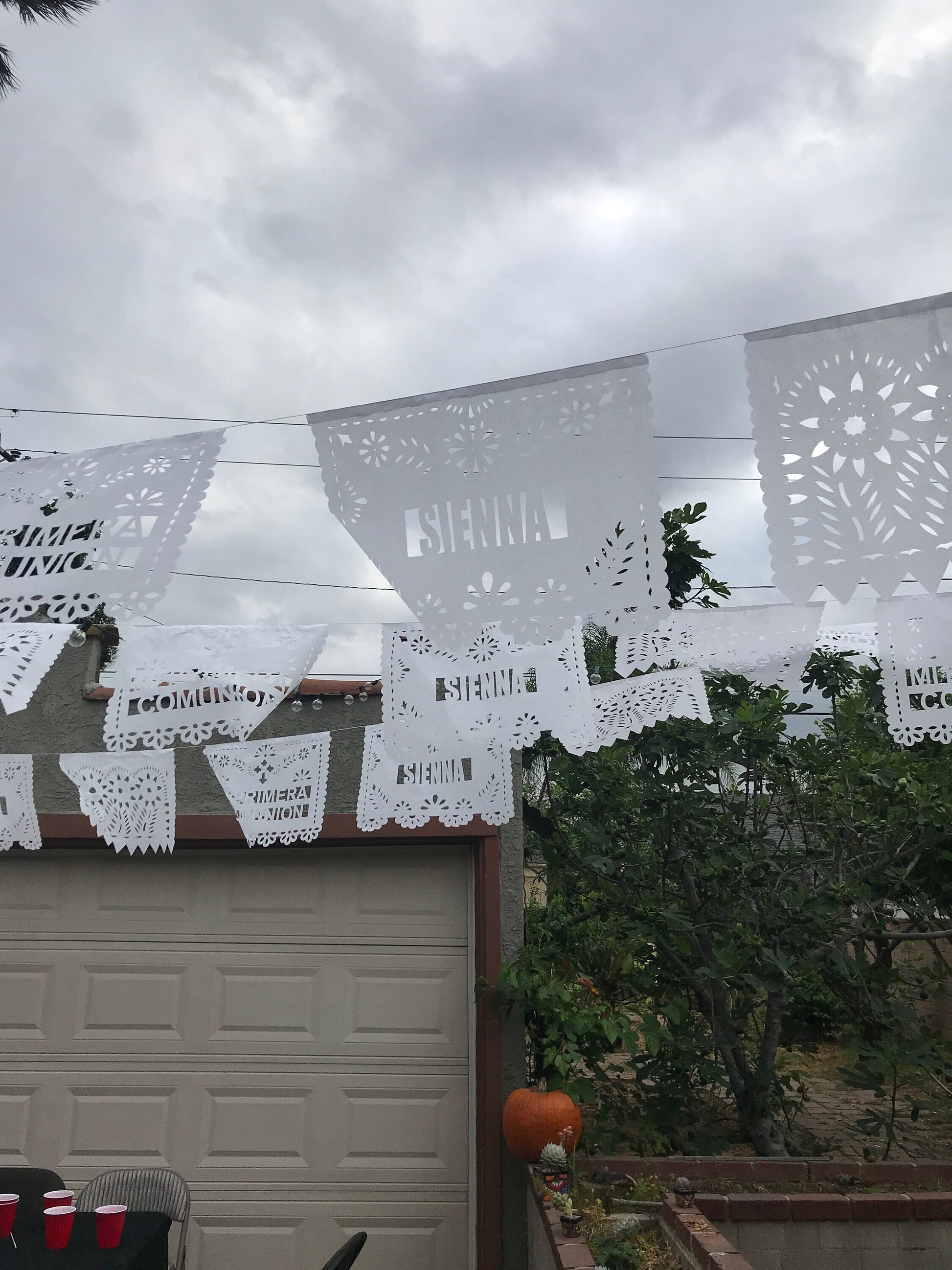 CUSTOM First Communion or Primera Comunin Papel Picado decoration, cross, garland, religious celebration