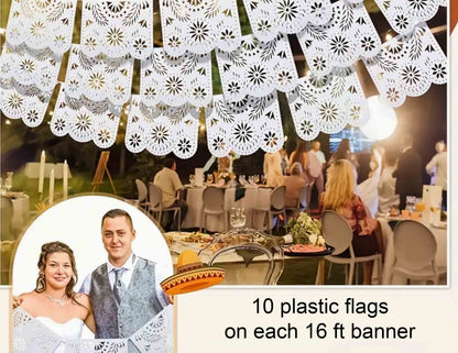 Floral-Papel Picado-White-PLASTIC Fiesta Fancies