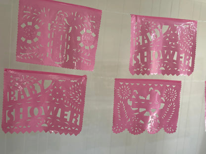 White Baby Shower Papel Picado Fiesta Fancies