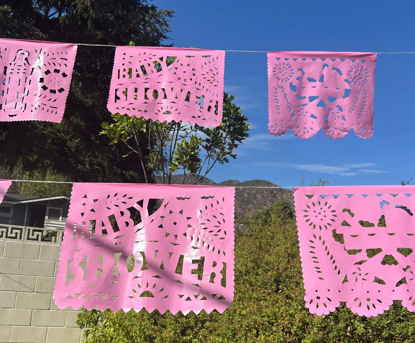 White Baby Shower Papel Picado Fiesta Fancies