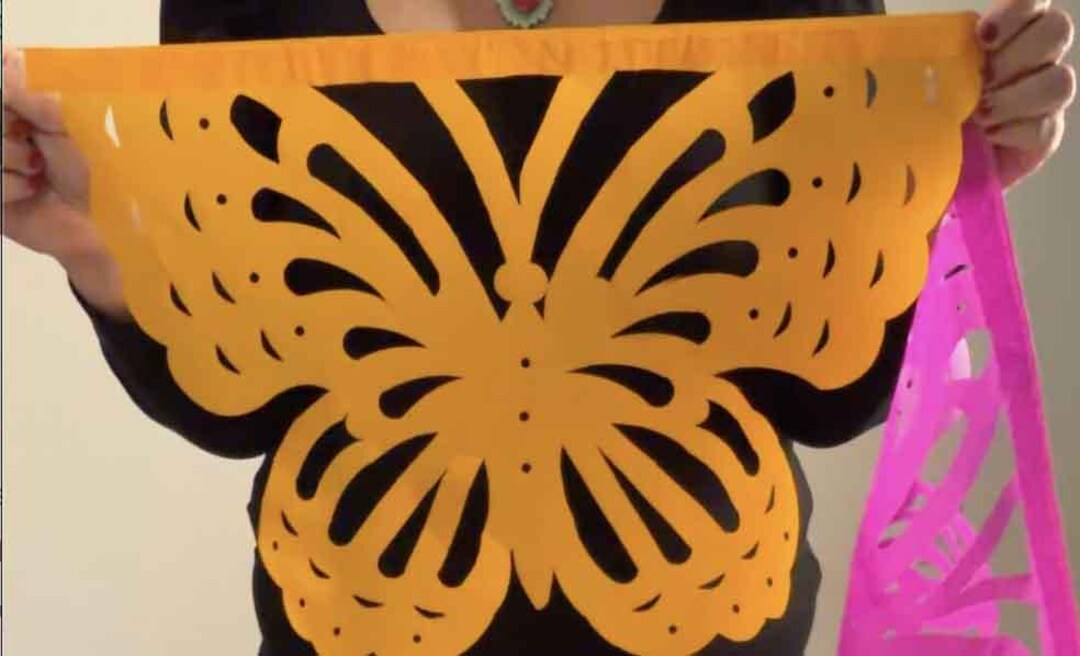 Butterfly Tangerine orange papel picado panel – Fiesta Fancies