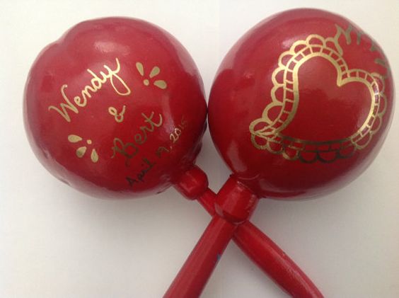 Maracas Wedding Party favor Sacred Heart Wedding personalized party favor custom with your names and wedding date