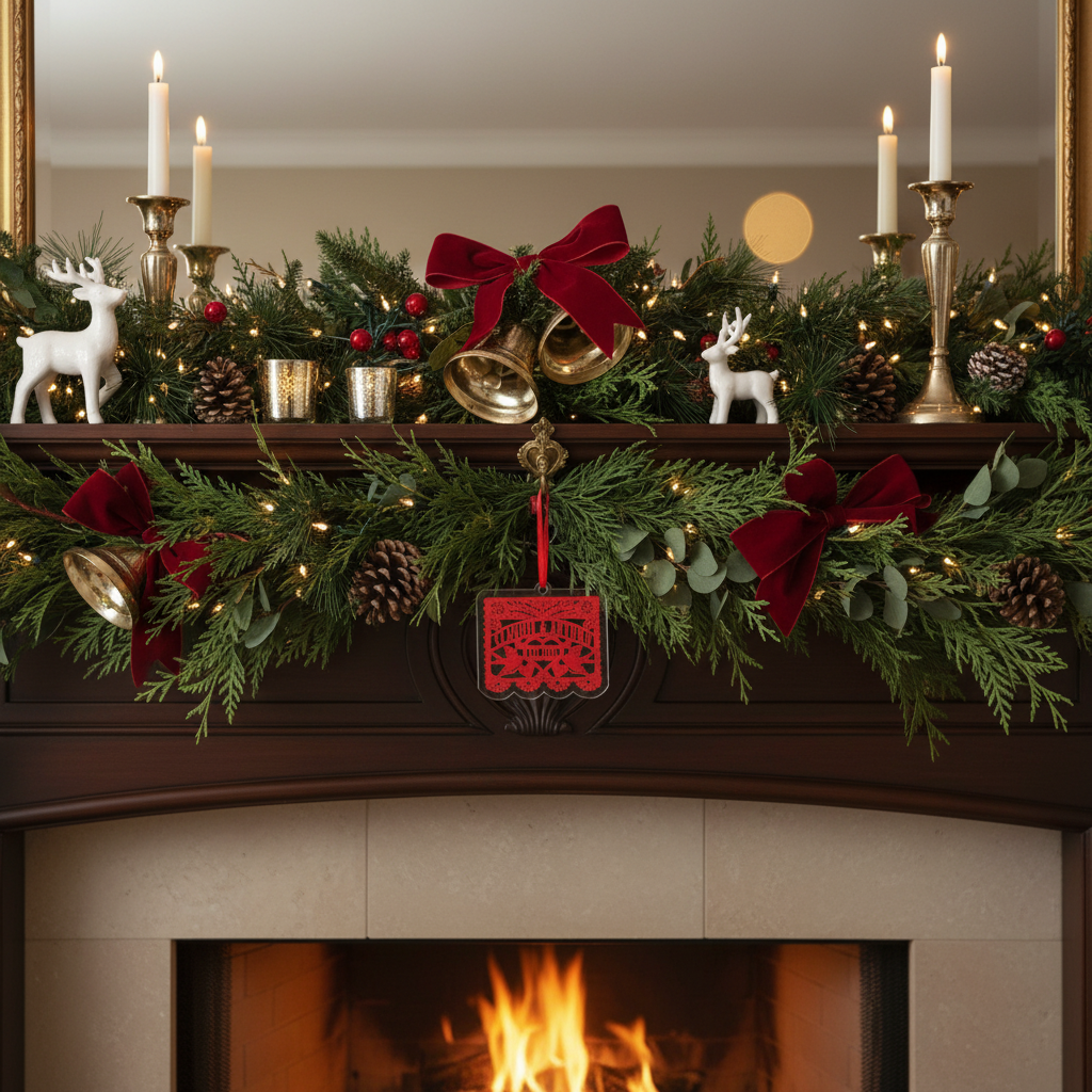 Your ornament on festive mantle