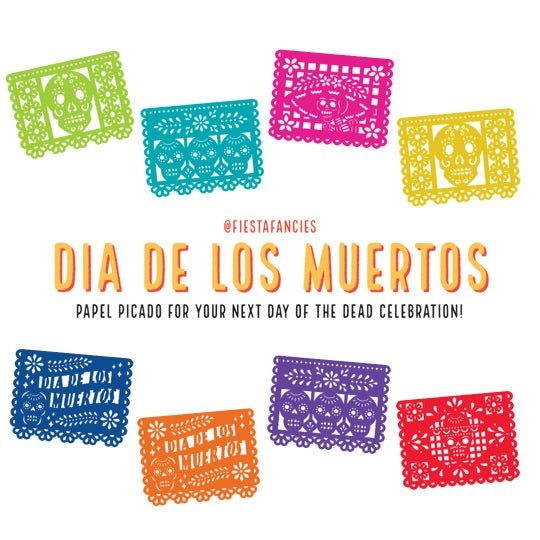 5 Pack - Papel Picado - With YOUR TEXT - Alternating with Dia de Los Muertos