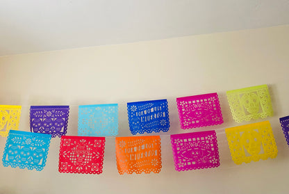 5 Pack - Papel Picado - with your CUSTOM WORDING - Alternating with Dia de Los Muertos