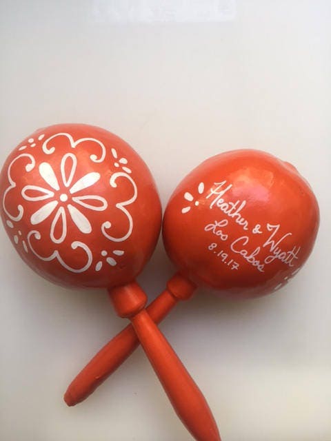 Maracas (57 maracas) wedding Party favor Talavera tile Wedding personalized party favor custom with your names and wedding date